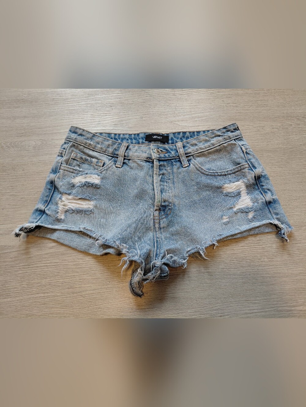 Vervet Light Blue Distressed Denim Cutoff Shorts